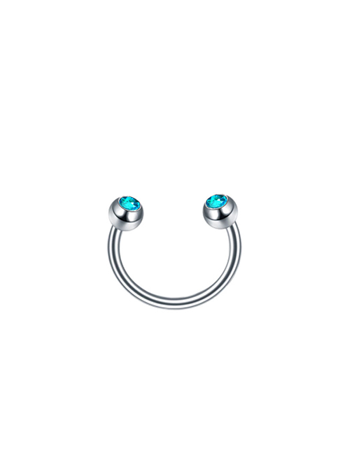 Fashion Light Blue (3) Stainless Steel Diamond Pierced Nose Ring