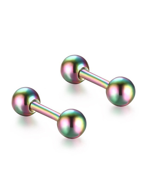 Fashion 1.2*6*3 Color (10) Stainless Steel Barbell Double-ended Ball Piercing Stud Earrings