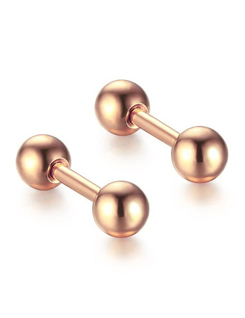 Fashion 1.2*6*4 Rose Gold (10) Stainless Steel Barbell Double-ended Ball Piercing Stud Earrings