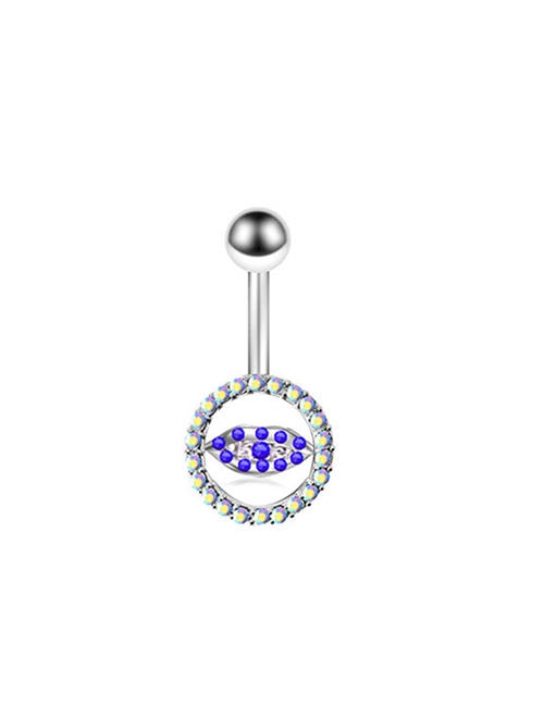 Fashion Middle Blue Lips (5 Pcs) Titanium Steel Diamond Geometric Piercing Belly Button Nails