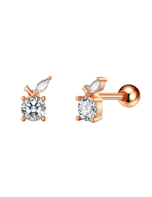 Fashion Leaf Rose Gold (4 Pcs) Titanium Diamond Leaf Piercing Stud Earrings
