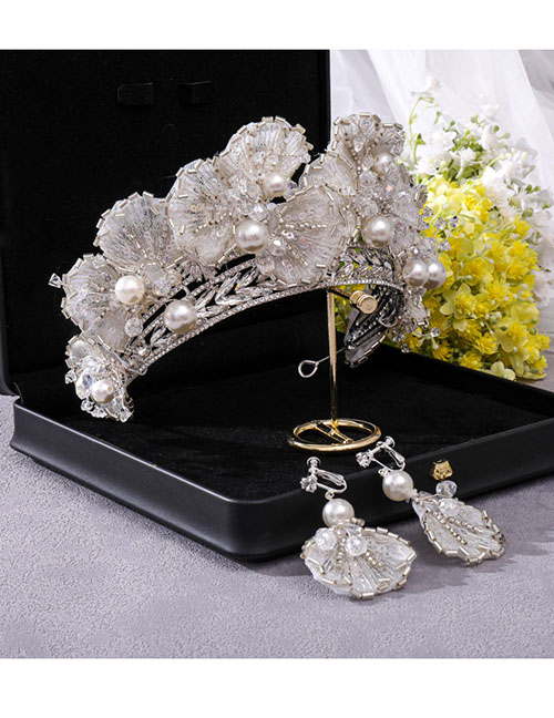 Fashion Silver Alloy Sewn Petal Crown