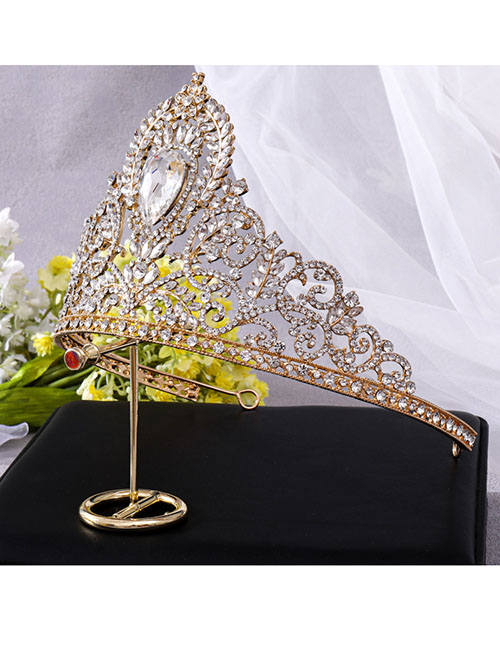 Fashion Gold Alloy Diamond Geometric Crown