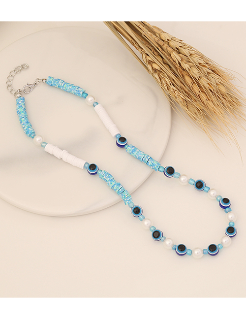 Fashion 3# Colored Ceramic Beaded Glass Eye Necklace