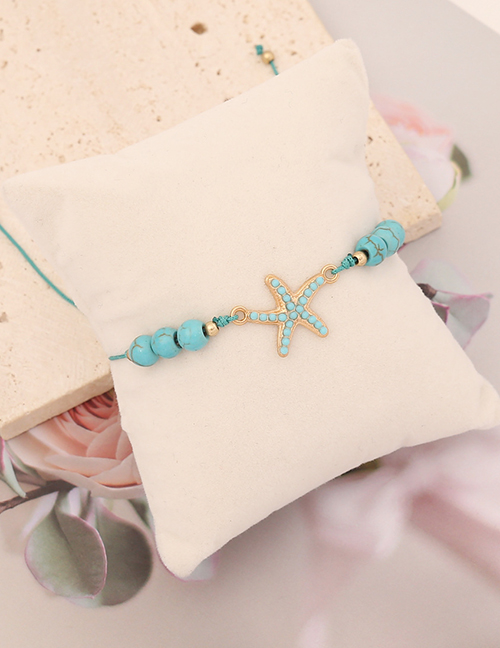 Fashion 2# Blue Pine Beaded Starfish Bracelet