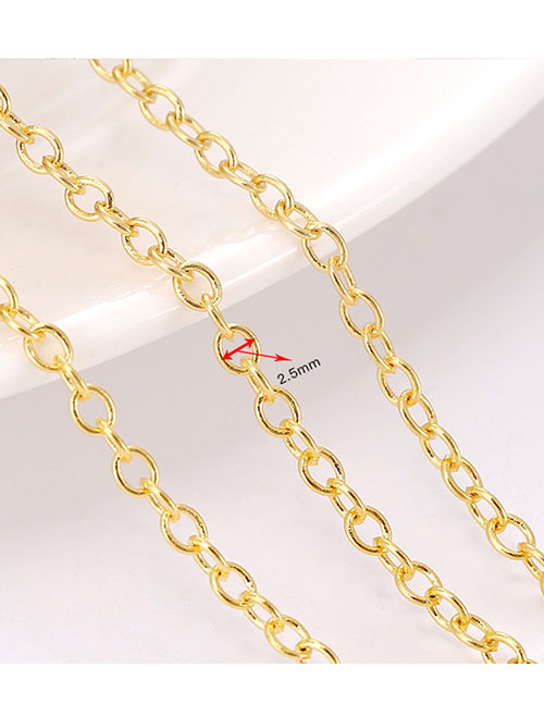 Fashion 1 Gold-colored Round O Cross Chain Gold-packed Round O Cross Chain With A Width Of About 2.5mm And A Price Of One Meter (2 Yards Minimum Batch) Pure Copper Geometric Chain Jewelry Accessories