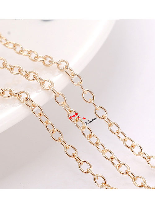 Fashion 3 Kc Gold Round O Cross Chain Gold-packed Color Preservation Round O Cross Chain Width About 2.5mm One Meter Price (2 Yards Minimum Batch) Pure Copper Geometric Chain Jewelry Accessories