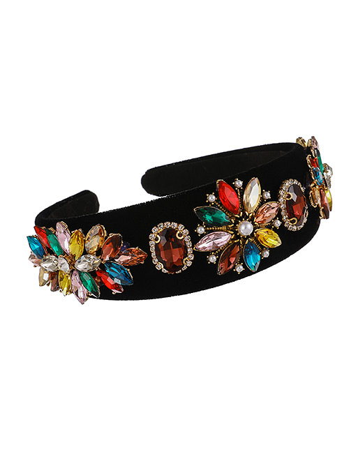 Fashion Color Fabric Alloy Diamond-studded Flower Headband