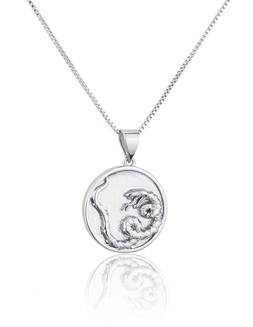 Fashion Platinum-plated Snake Round Glossy Gold-plated Zodiac Pendant Necklace