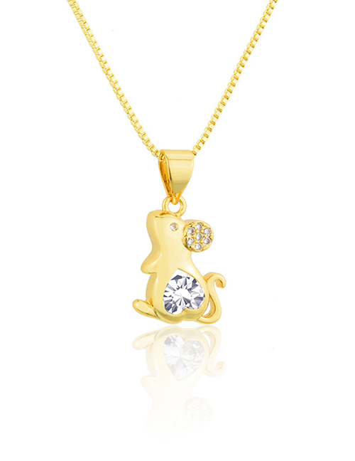 Fashion Golden Rat Gold-plated Copper Pendant Necklace With Zircon And Zodiac Signs