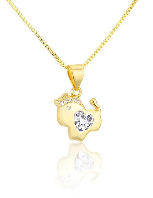 Fashion Golden Horse Gold-plated Copper Pendant Necklace With Zircon And Zodiac Signs