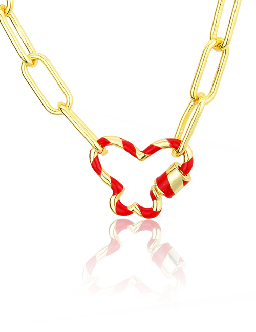 Fashion Gilded Red Turnbuckle Oil-plated Butterfly Pendant Necklace