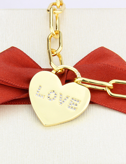 Fashion Gilded Gold-plated Glossy Love Heart Pendant Necklace With Diamonds