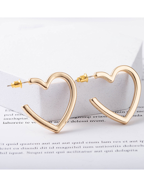 Fashion Golden Heart-shaped Hollow Alloy Earrings