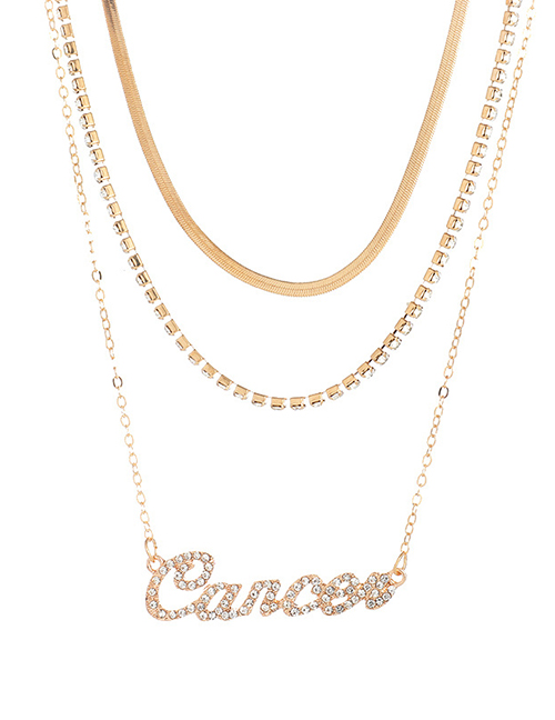 Fashion Cancer Twelve Constellation Letters Multilayer Necklace With Diamonds
