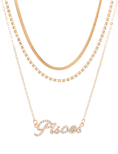 Fashion Pisces Twelve Constellation Letters Multilayer Necklace With Diamonds