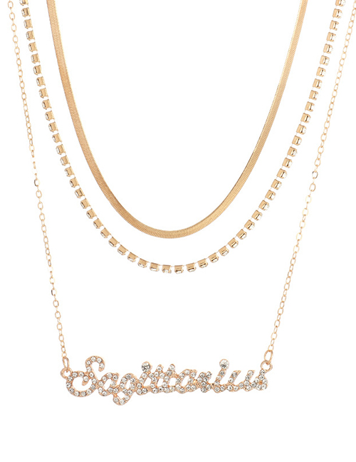 Fashion Sagittarius Twelve Constellation Letters Multilayer Necklace With Diamonds
