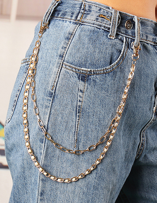 Fashion Thick Chain Letter Diamond Pearl Resin Butterfly Alloy Multilayer Waist Chain