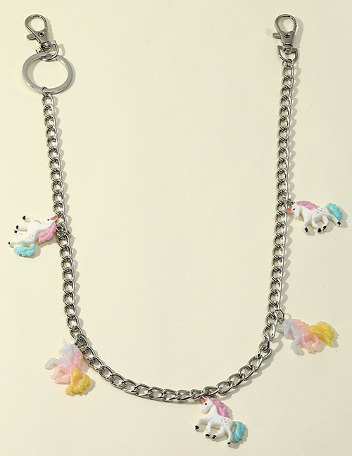 Fashion Unicorn Dice Flower Geometric Resin Pendant Alloy Multilayer Waist Chain