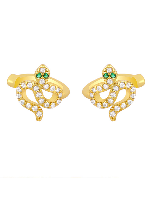 Fashion Golden B Snake-shaped Diamond Earrings Without Pierced Ears
