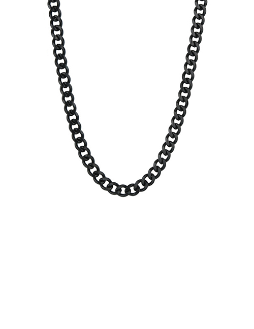 Fashion Black 3mm60cm Stainless Steel Milled Six-sided Cuban Chain Thick Chain Necklace