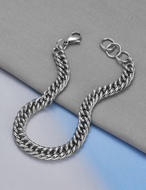 Fashion Steel Color Double Woven 8.5mm Thick Stainless Steel Chain Bracelet
