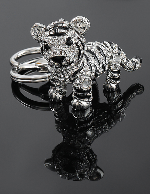 Fashion Silver Alloy Diamond Little Tiger Keychain Pendant