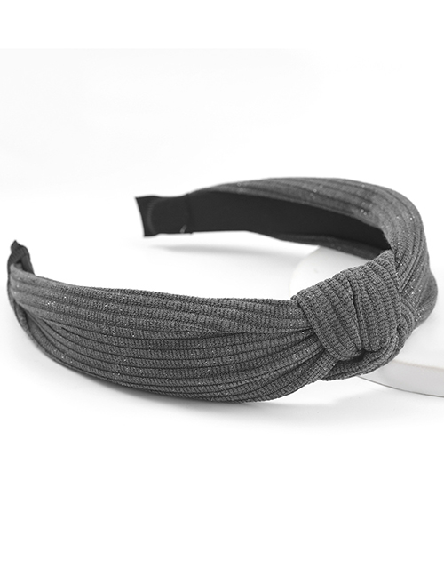 Fashion Dark Gray Solid Color Cotton Fabric Wide-brim Knotted Headband