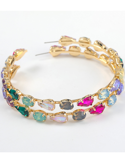 Fashion Light Color Alloy Diamond Drop-shaped Glass Diamond Alloy Earrings