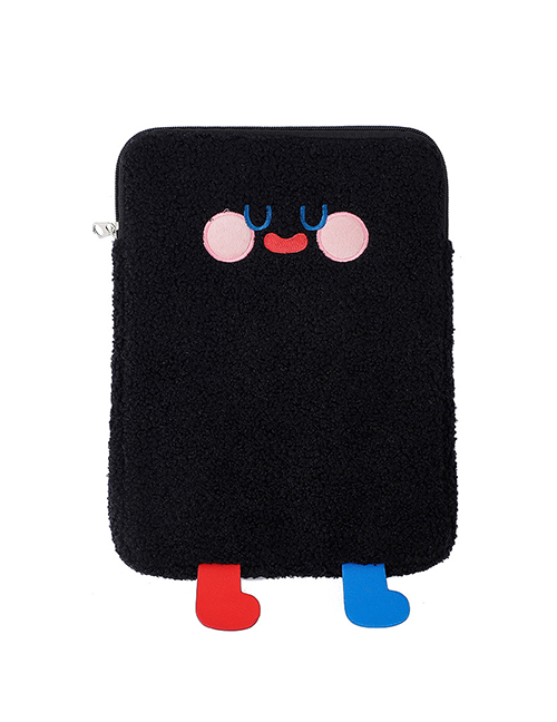 Fashion Black Plush Big Eyes Embroidered Tablet Computer Bag 11 Inch 10.5 Inch 9.7 Inch Liner