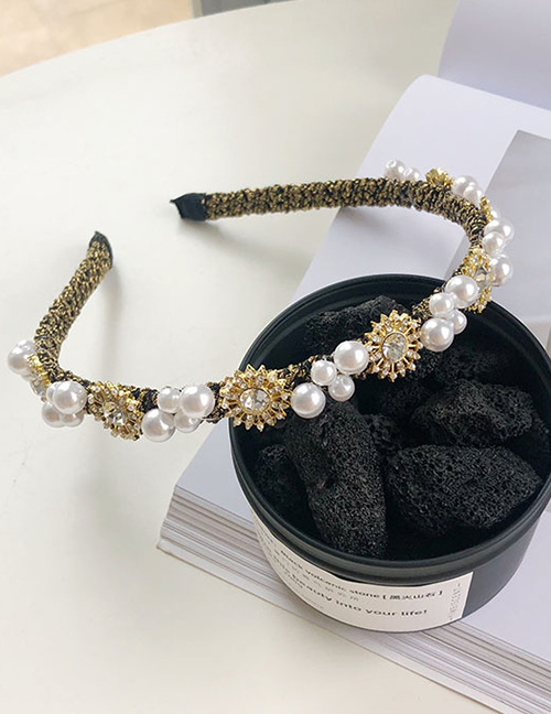 Fashion Sunflower Pearl And Diamond Flower Geometric Headband