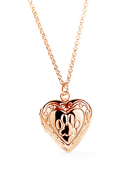 Fashion Rose Gold Glossy Version Animal Foot Love Box Necklace