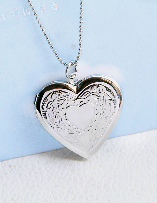 Fashion Silver Color Painting Oil Version Printed Love Photo Box Pendant Necklace