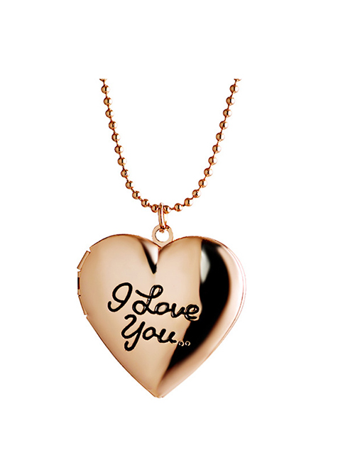Fashion Gold Color Letter Engraved Love Photo Box Necklace
