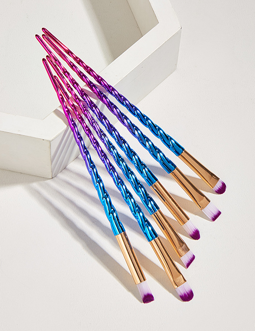 Fashion Colorful 6 Threaded Plastic Handle Aluminum Tube Nylon Hair Cosmetic Brush