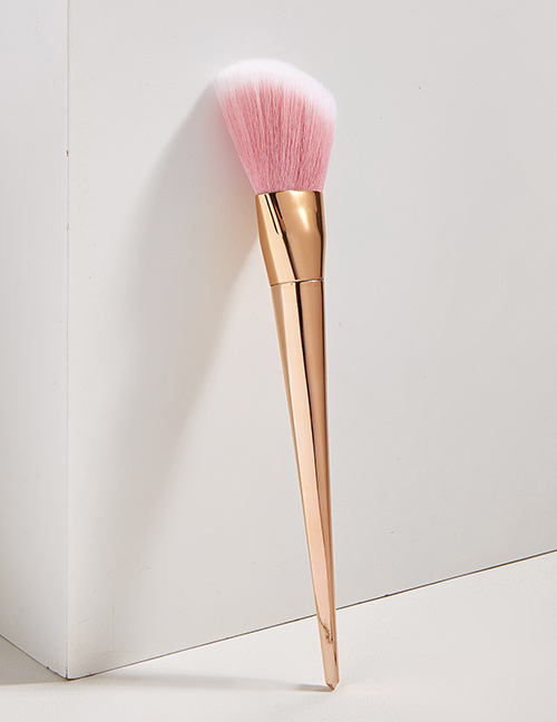 Fashion Rose Gold Color Single Diamond Plastic Handle Aluminum Tube Nylon Hair Makeup Brush