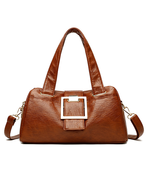 Fashion Yellowish Brown Pu Soft Leather Multi-pocket Large Capacity One-shoulder Messenger Bag