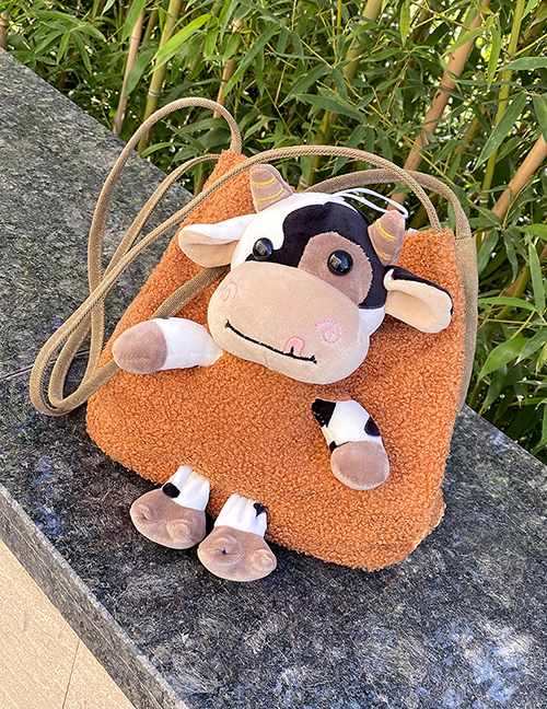 Fashion Yellow Cow Cow Pattern Animal Doll Plush One-shoulder Armpit Bag