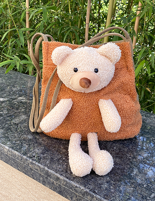 Fashion Yellow Bear Cow Pattern Animal Doll Plush One-shoulder Armpit Bag