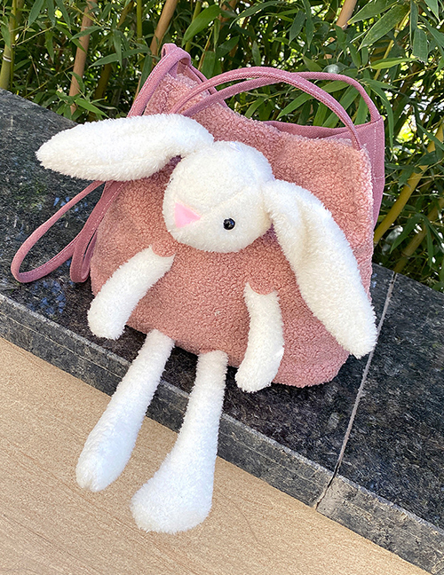 Fashion Pink Bunny Cow Pattern Animal Doll Plush One-shoulder Armpit Bag