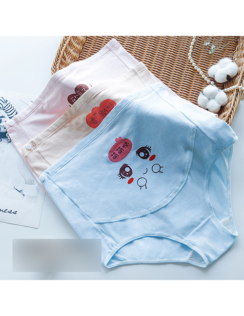 Fashion Pink+skin+blue (cartoon) Pure Cotton Breathable High Waist Belly Lift Adjustable Non-marking Pits Pregnant Women Underwear