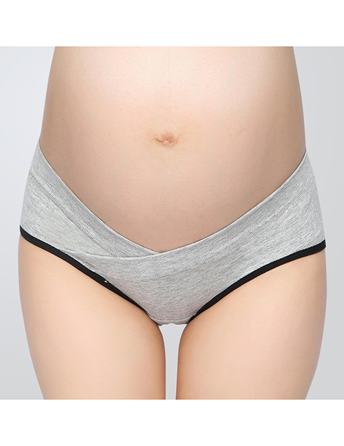 Fashion Hemp Ash Large Size Cotton Underwear For Pregnant Women With Low Waist Support