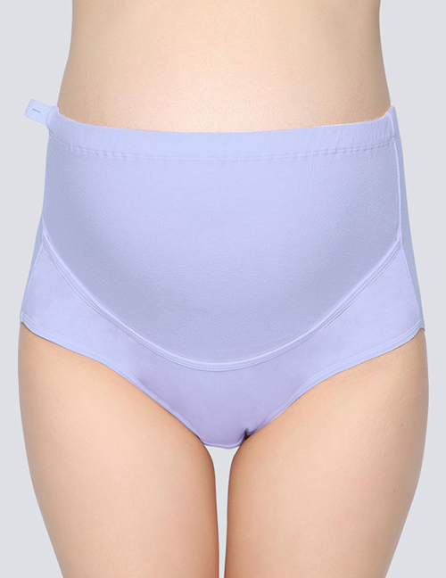 Fashion Purple Cotton Large Size High Waist Belly Support Adjustable Maternity Panties