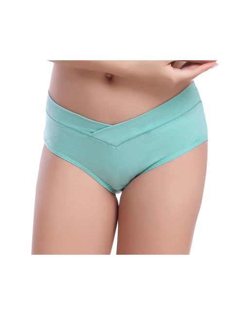 Fashion Green Low-rise Cotton Seamless Large Size U-shaped Maternity Panties