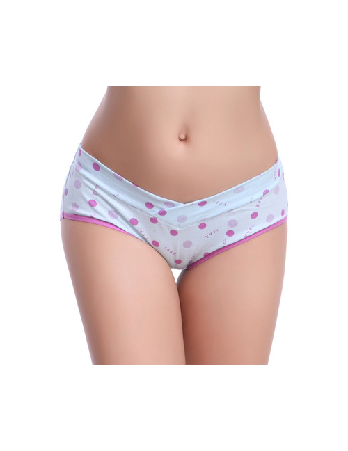 Fashion Purple Dots On Blue Background Low-rise Cotton Seamless Large Size U-shaped Maternity Panties