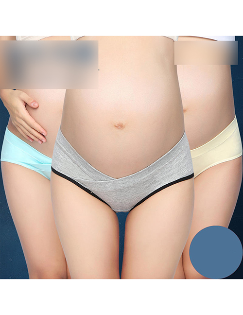 Fashion Hemp Gray + Goose Yellow + Mint Green (3 Packs) Low-waist Belly Lift Large Size Pregnant Womens Underwear