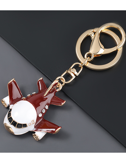Fashion Brown Alloy Oil Drop Diamond Aircraft Keychain Pendant
