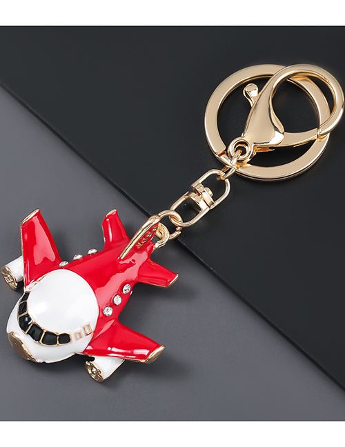 Fashion Red Alloy Oil Drop Diamond Aircraft Keychain Pendant