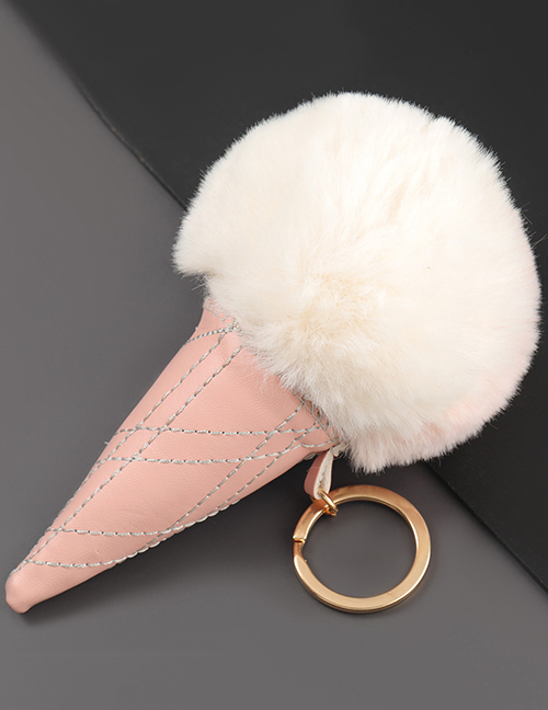 Fashion Pink Alloy Fluff Ice Cream Cone Keychain Pendant