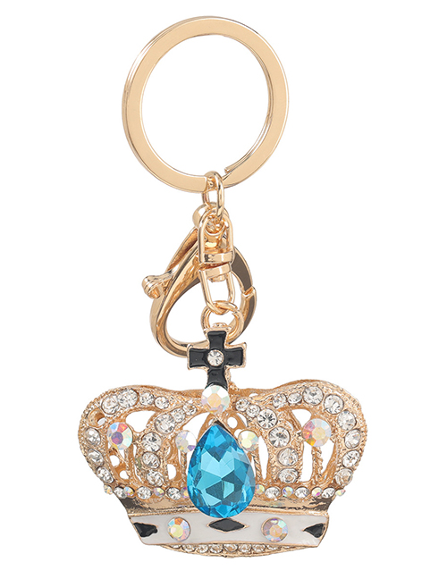 Fashion Blue Alloy Diamond Crown Keychain Pendant